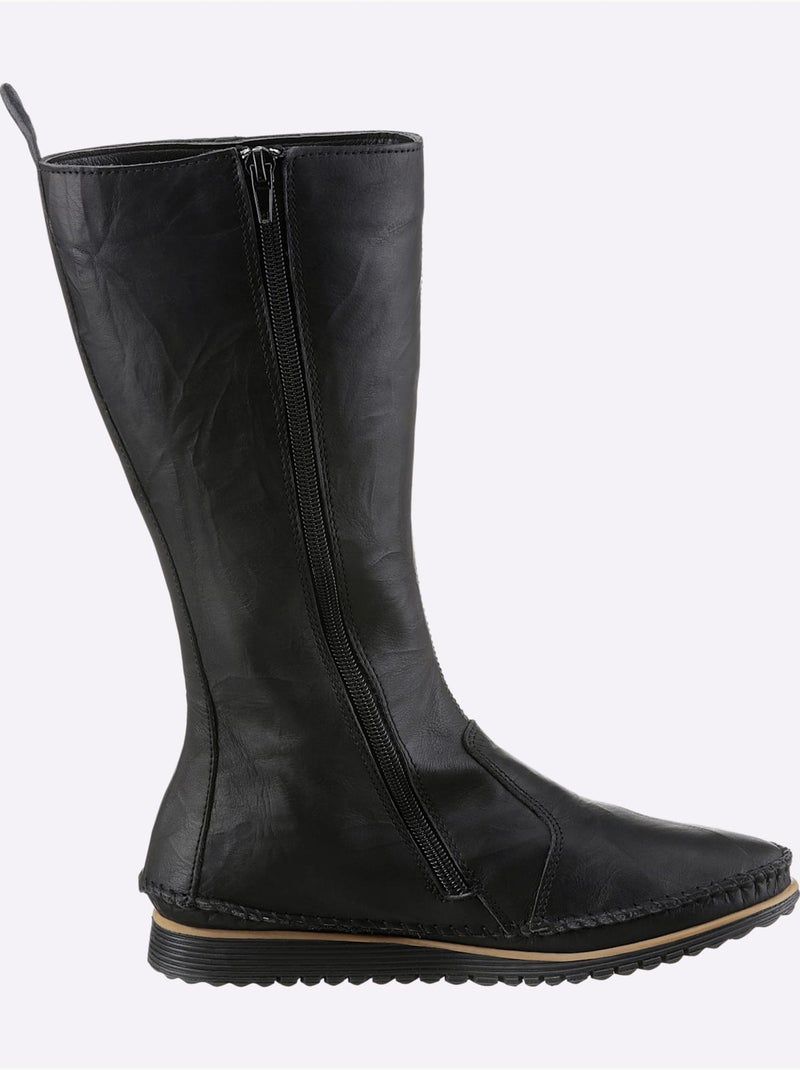 Bottes Cuir Nappa De Vache - Taille Standard - Helline Noir - Kiabi
