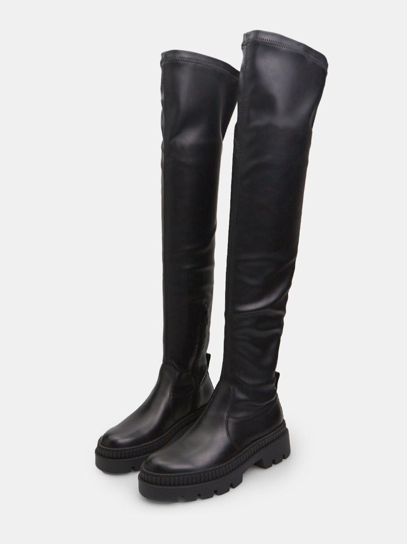 Bottes cuissardes en cuir avec semelle crantée BATA Noir - Kiabi