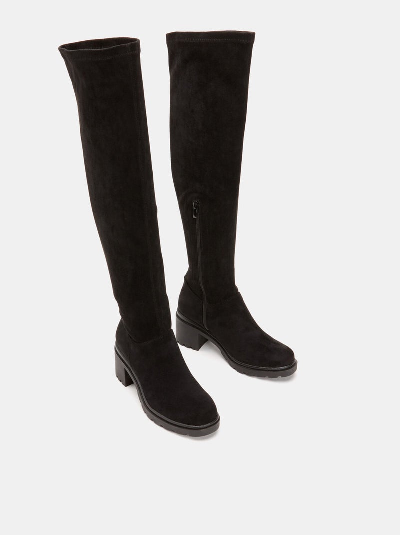 Bottes cuissardes en cuir velours BATA Noir - Kiabi