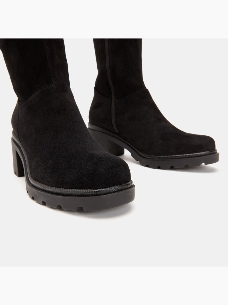Bottes cuissardes en cuir velours BATA Noir - Kiabi