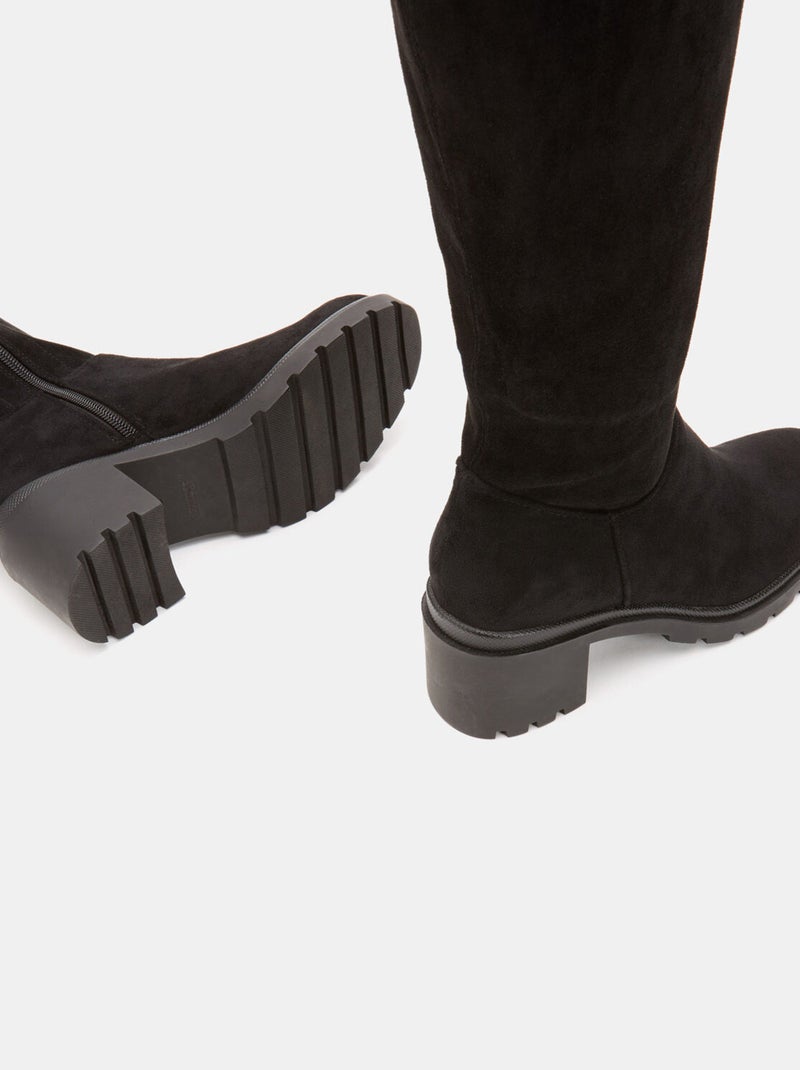 Bottes cuissardes en cuir velours BATA Noir - Kiabi