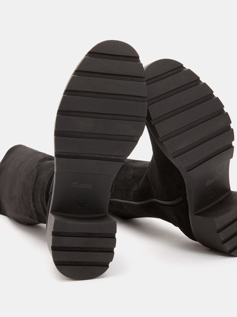 Bottes cuissardes en cuir velours BATA Noir - Kiabi