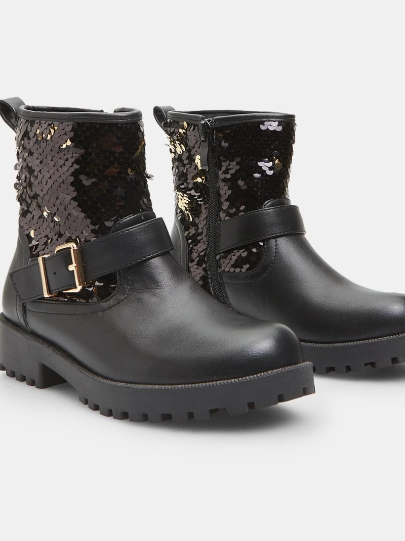 Bottes de cheville avec paillettes BATA Noir - Kiabi