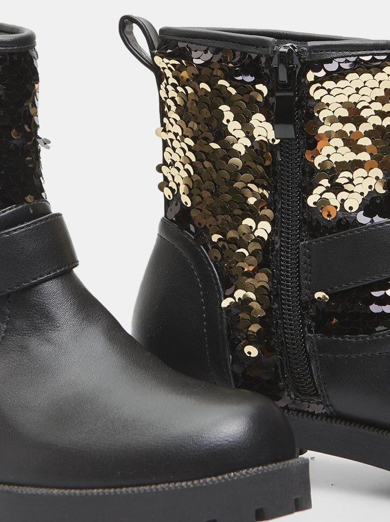 Bottes de cheville avec paillettes BATA Noir - Kiabi