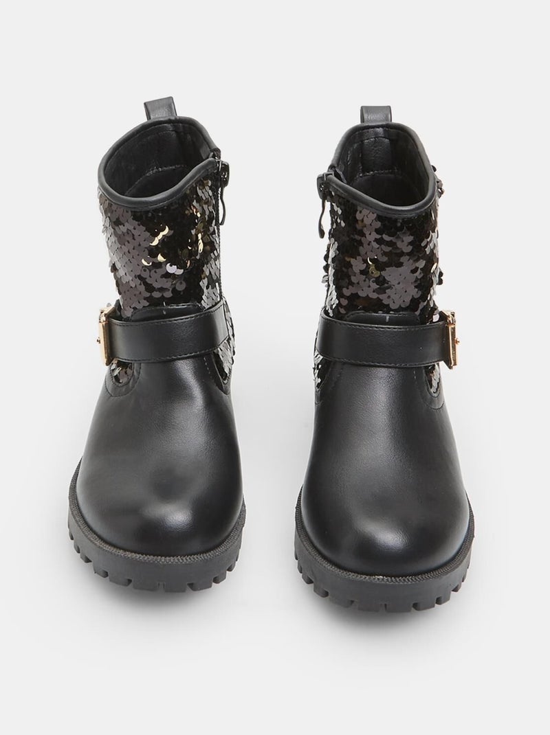 Bottes de cheville avec paillettes BATA Noir - Kiabi
