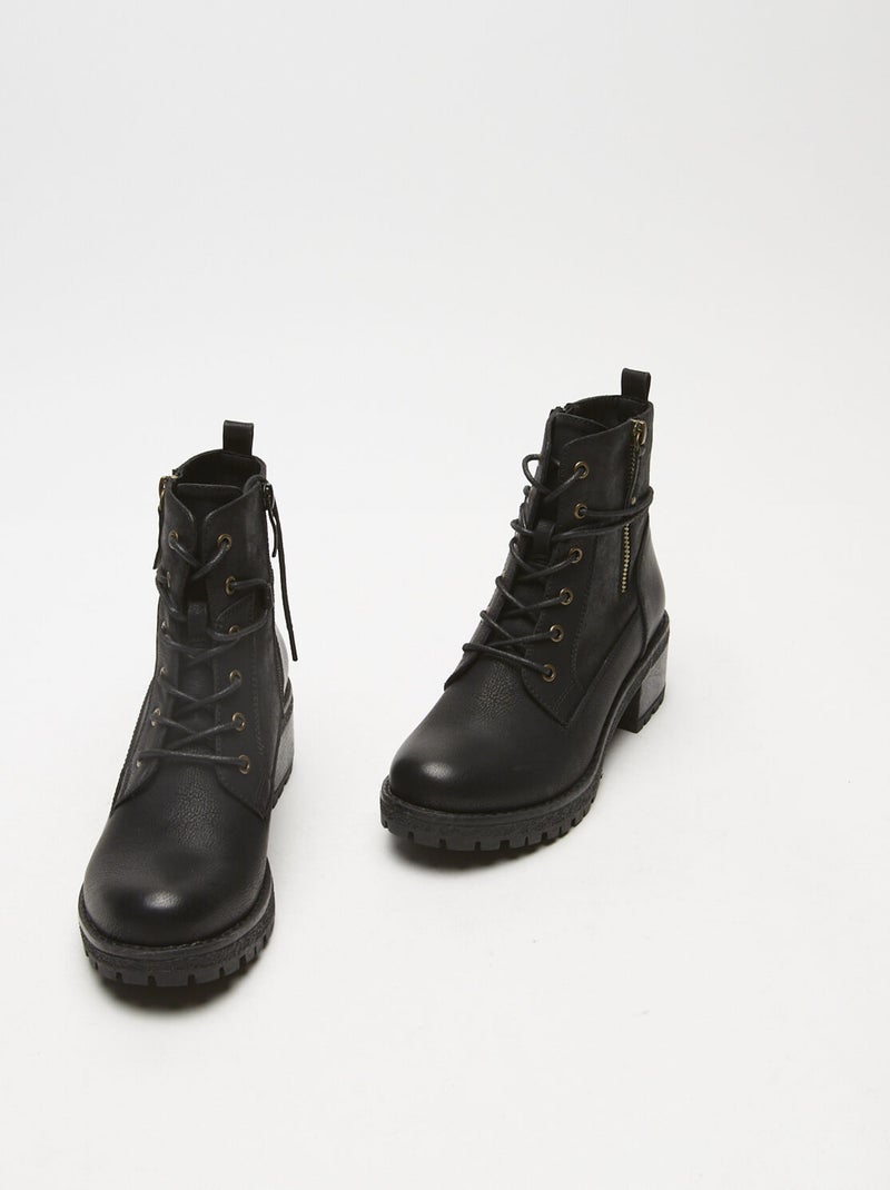 Bottes de combat avec zip latéral BATA Noir - Kiabi