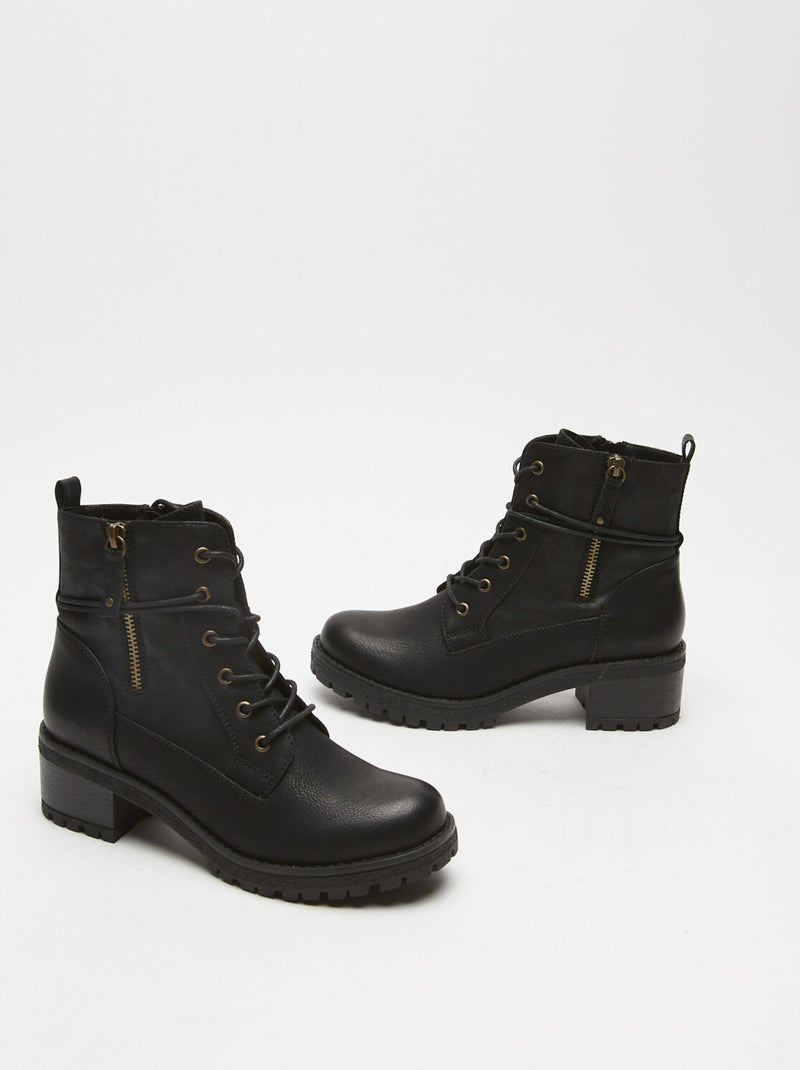 Bottes de combat avec zip latéral BATA Noir - Kiabi
