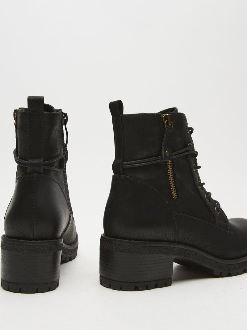 Bottes de combat avec zip latéral BATA Noir - Kiabi