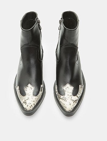 Bottes de cowboy avec talon et bout imprimé python BATA