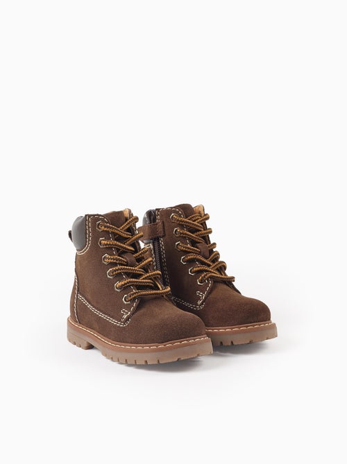 Bottes de montagne en cuir à lacets - Kiabi