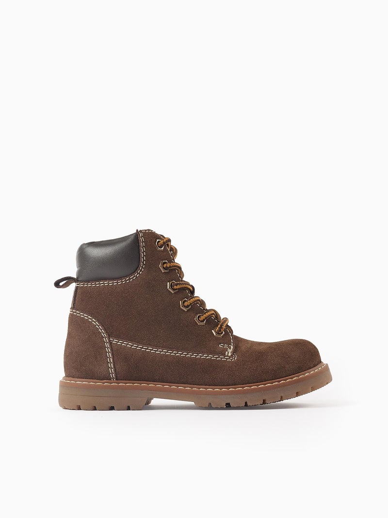 Bottes de montagne en daim à lacets Marron - Kiabi