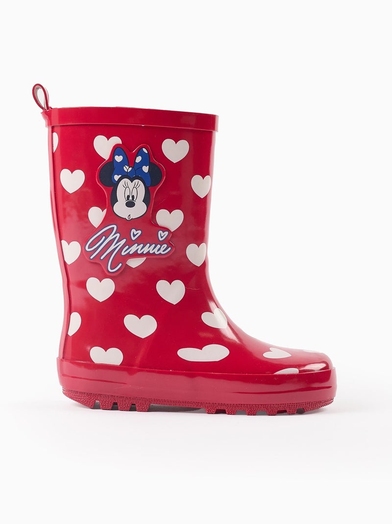 Bottes de Pluie à Motif de Cœurs Minnie Rouge - Kiabi