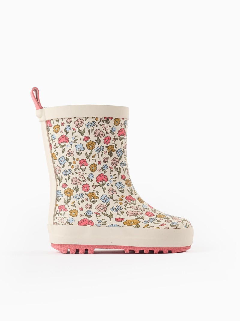 Bottes de Pluie à Motif Floral Beige clair - Kiabi