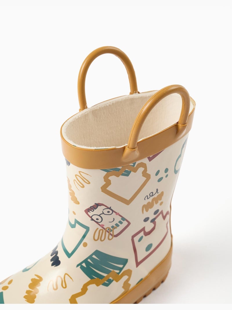 Bottes de pluie avec anses et imprimé Jaune - Kiabi