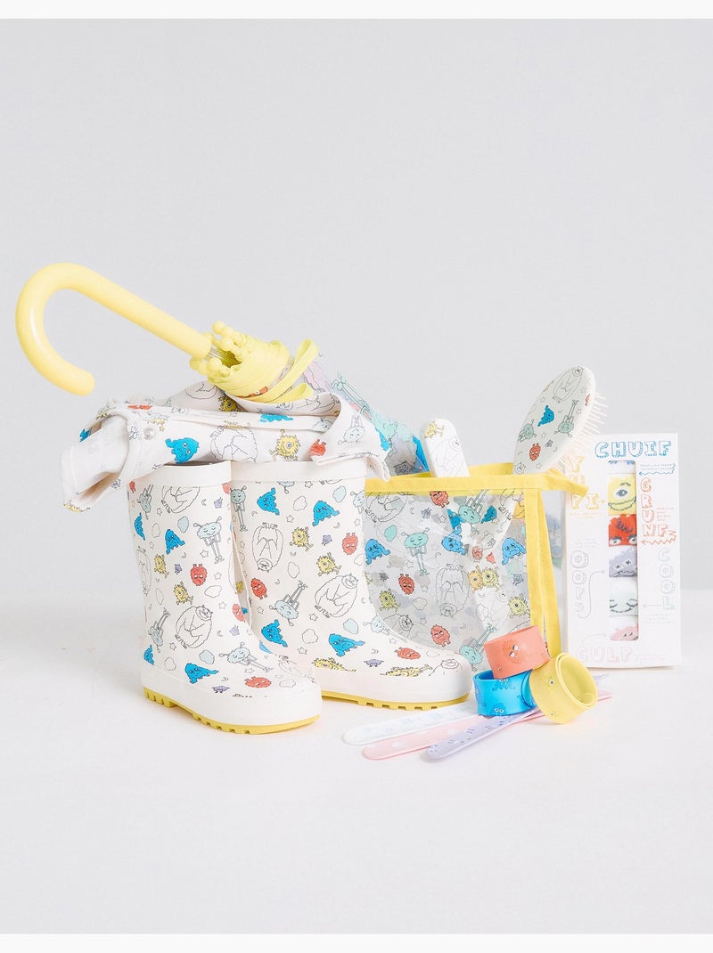 Bottes de Pluie avec Motif Blanc - Kiabi