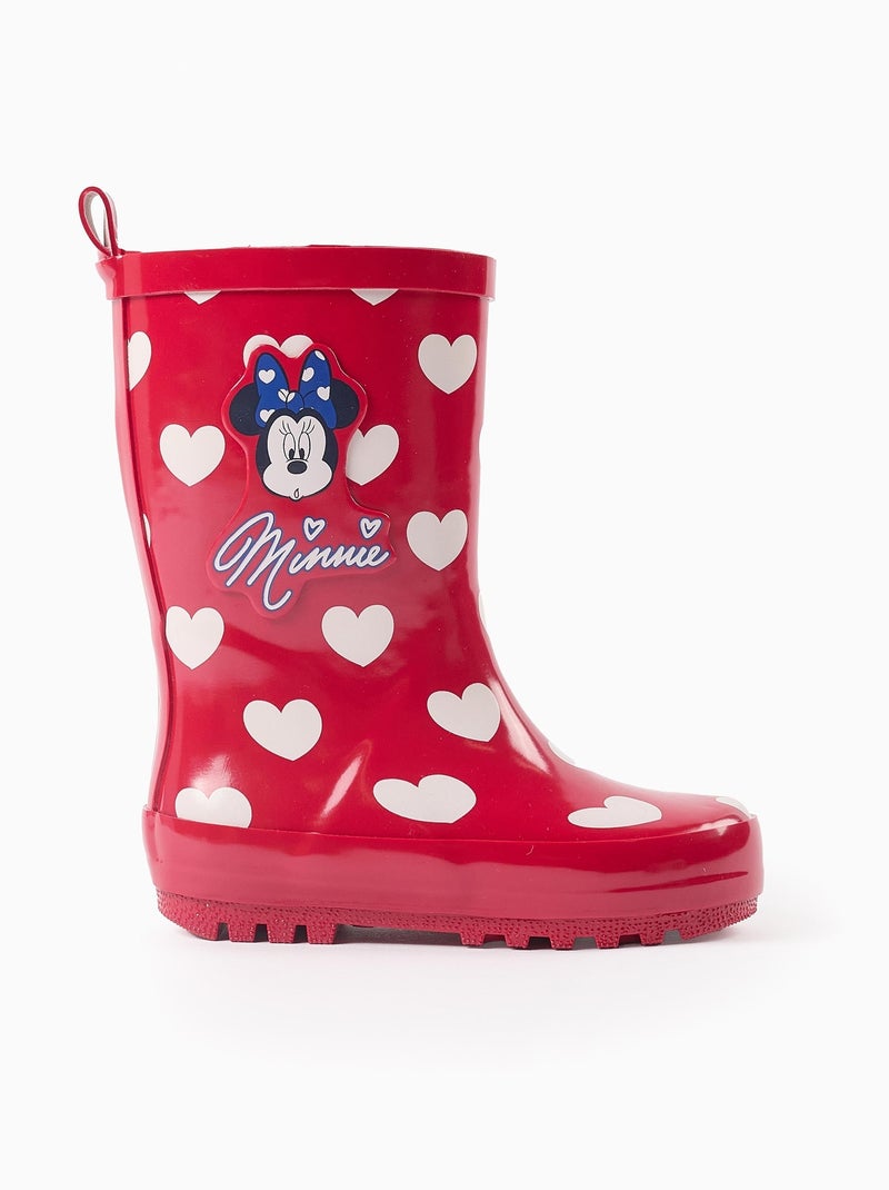 Bottes de Pluie avec Motif de Cœurs Minnie Rouge - Kiabi