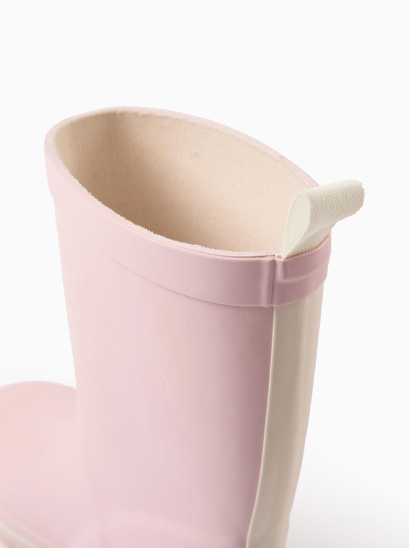 Bottes de Pluie avec Rayures Contrastées Rose clair - Kiabi