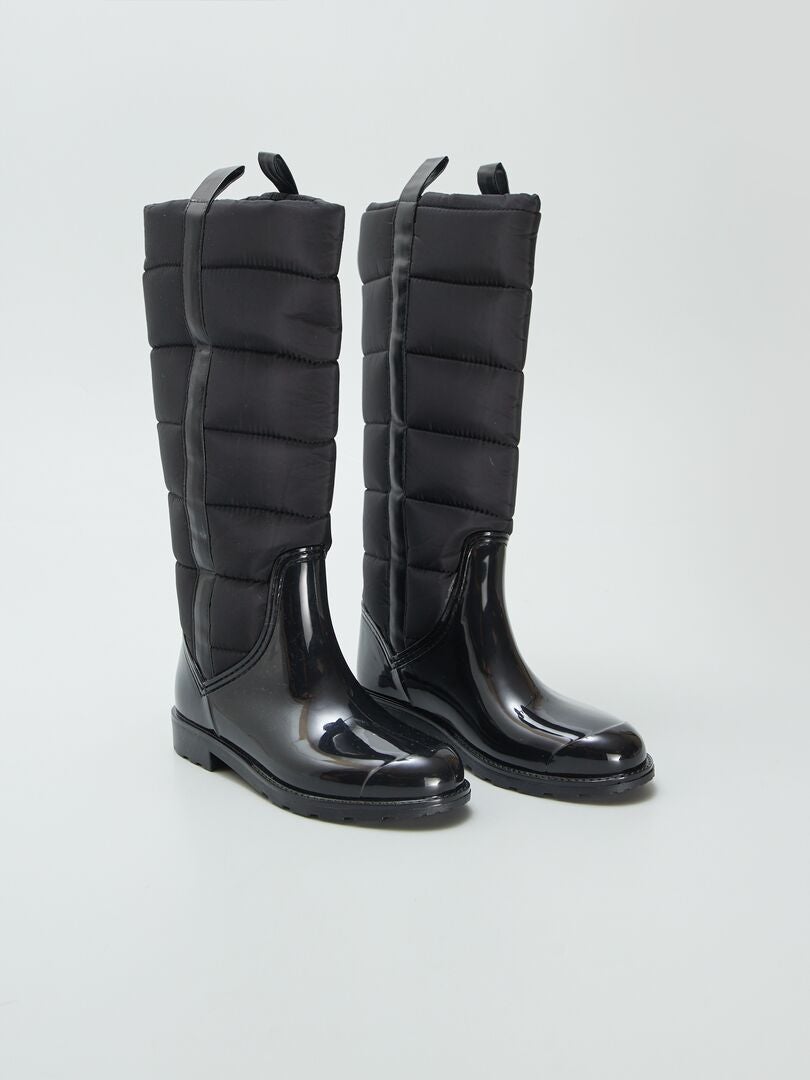 Bottes de pluie avec tiges matelassées doublées polaire Noir - Kiabi