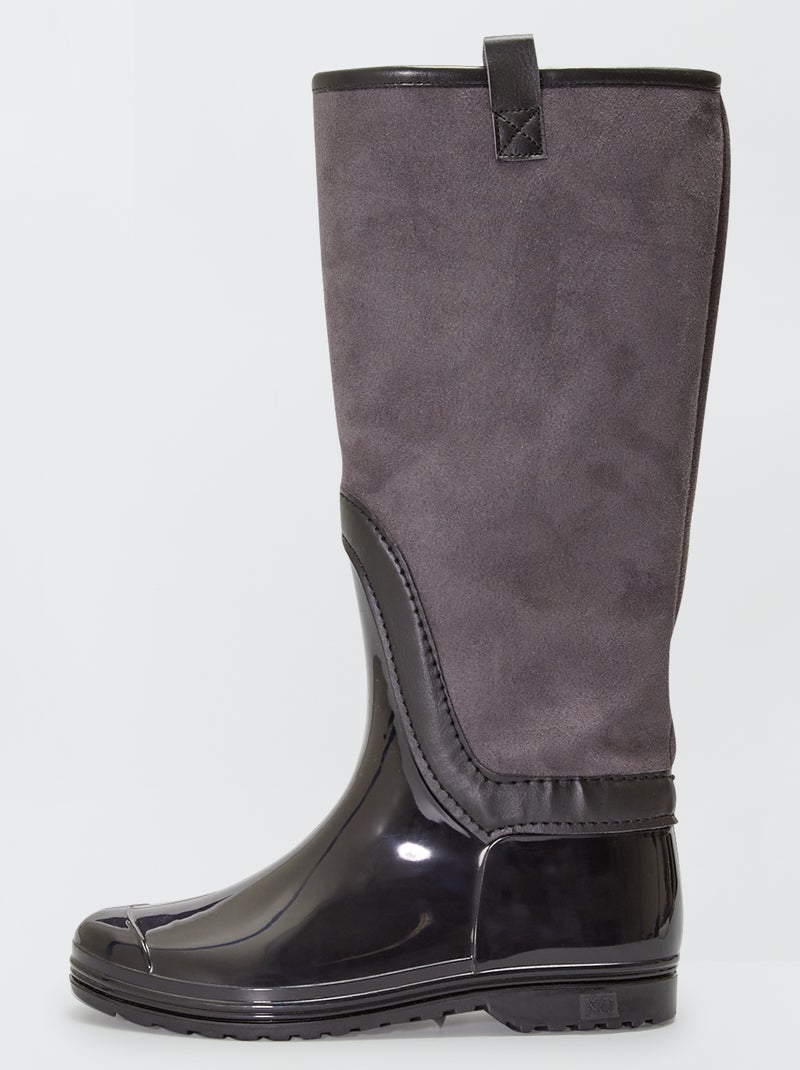 Bottes de pluie fourrées noir - Kiabi