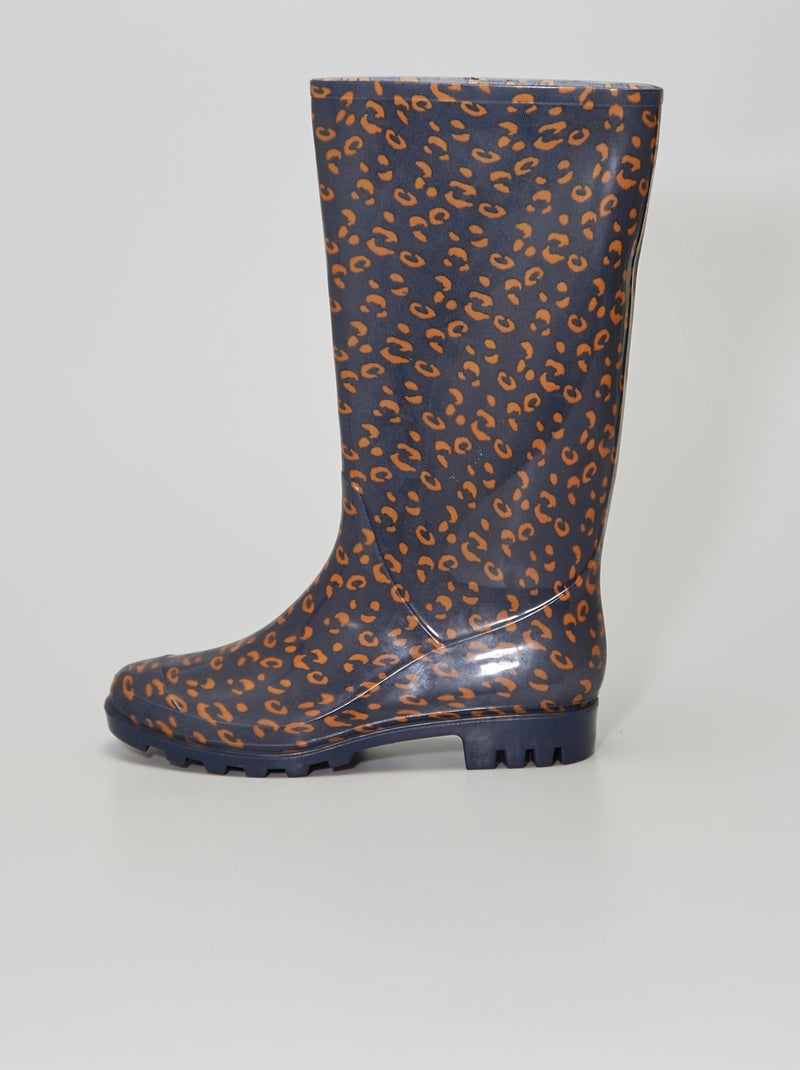 Bottes de pluie 'léopard' noir - Kiabi