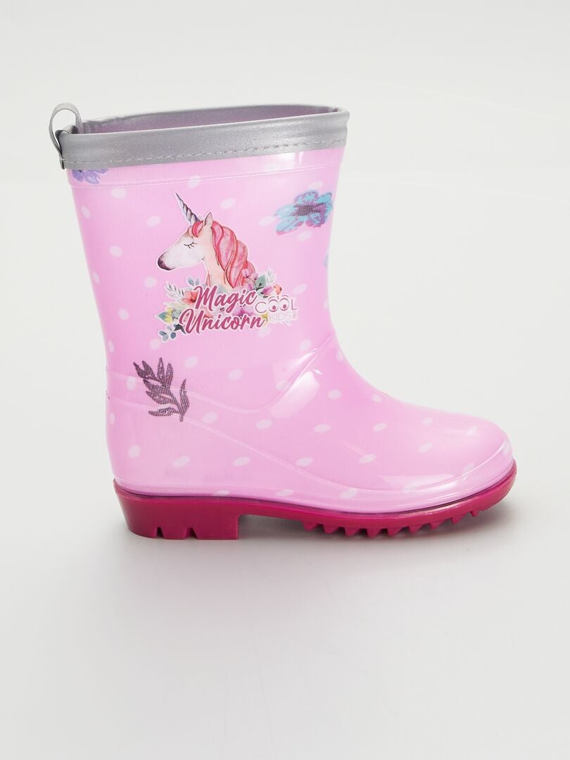 Bottes de pluie 'Licorne' Rose - Kiabi