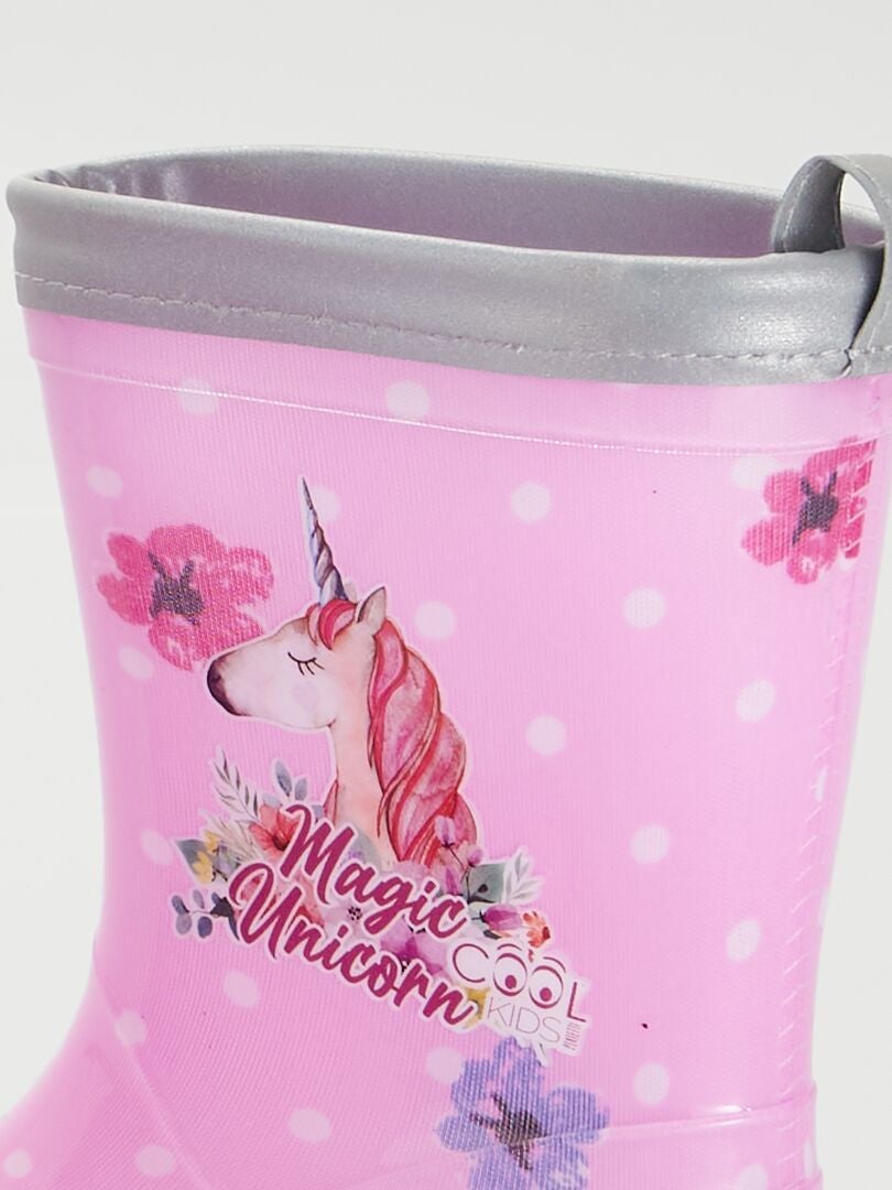 Bottes de pluie 'Licorne' Rose - Kiabi