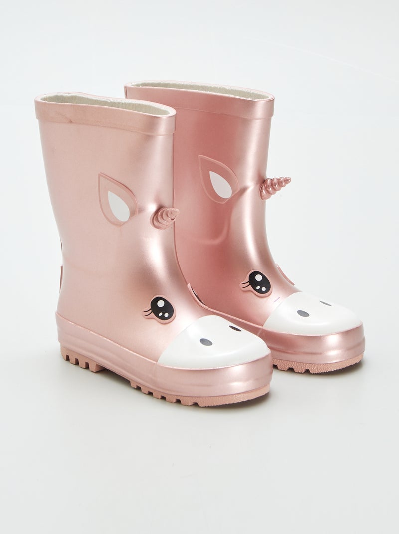 Bottes de pluie 'Licorne' Rose - Kiabi