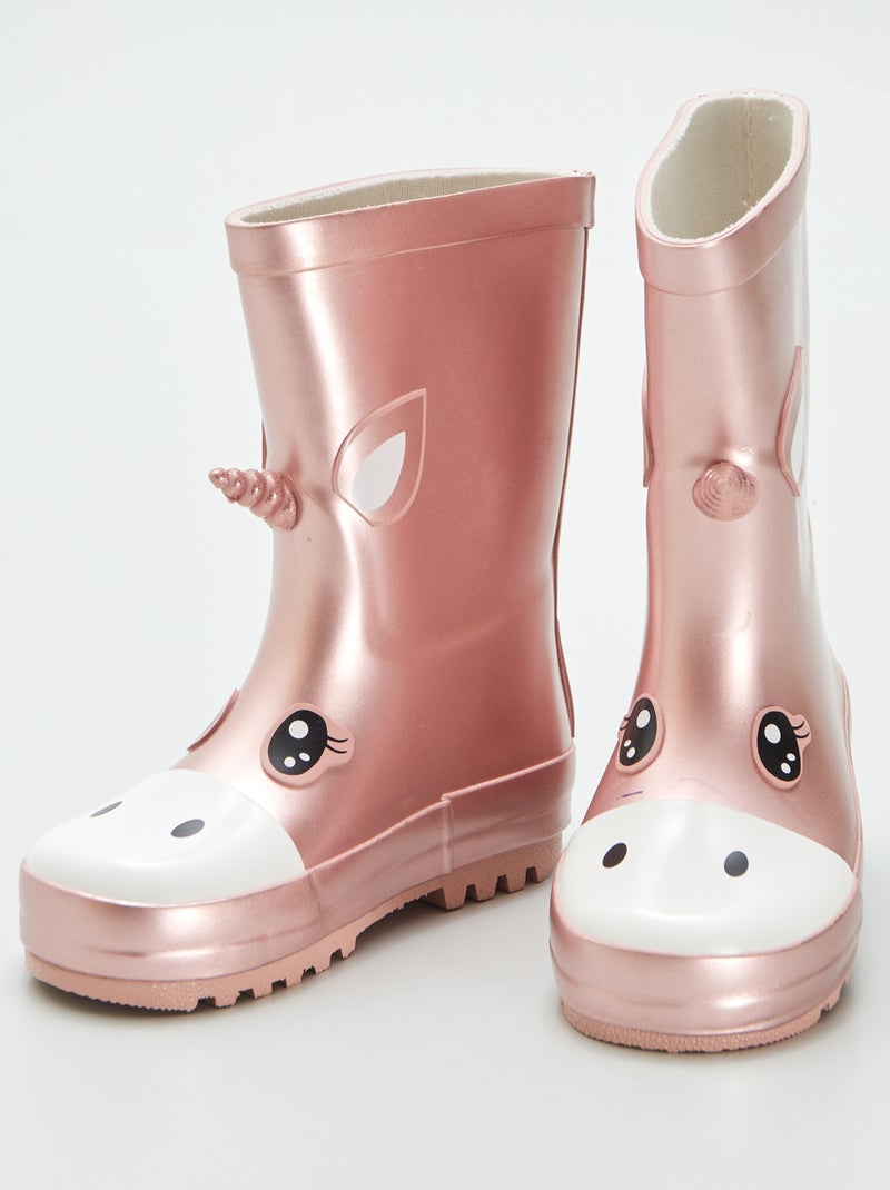 Bottes de pluie 'Licorne' Rose - Kiabi