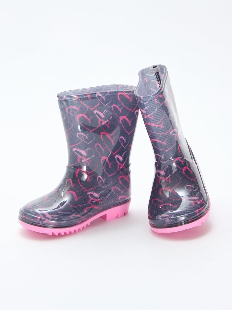Bottes de pluie 'Minnie' Noir/rose - Kiabi