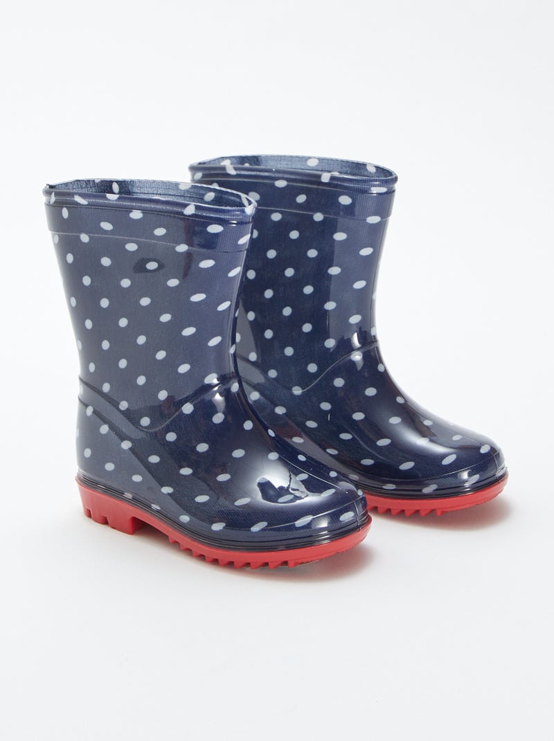 Bottes de pluie motif à pois BLEU - Kiabi