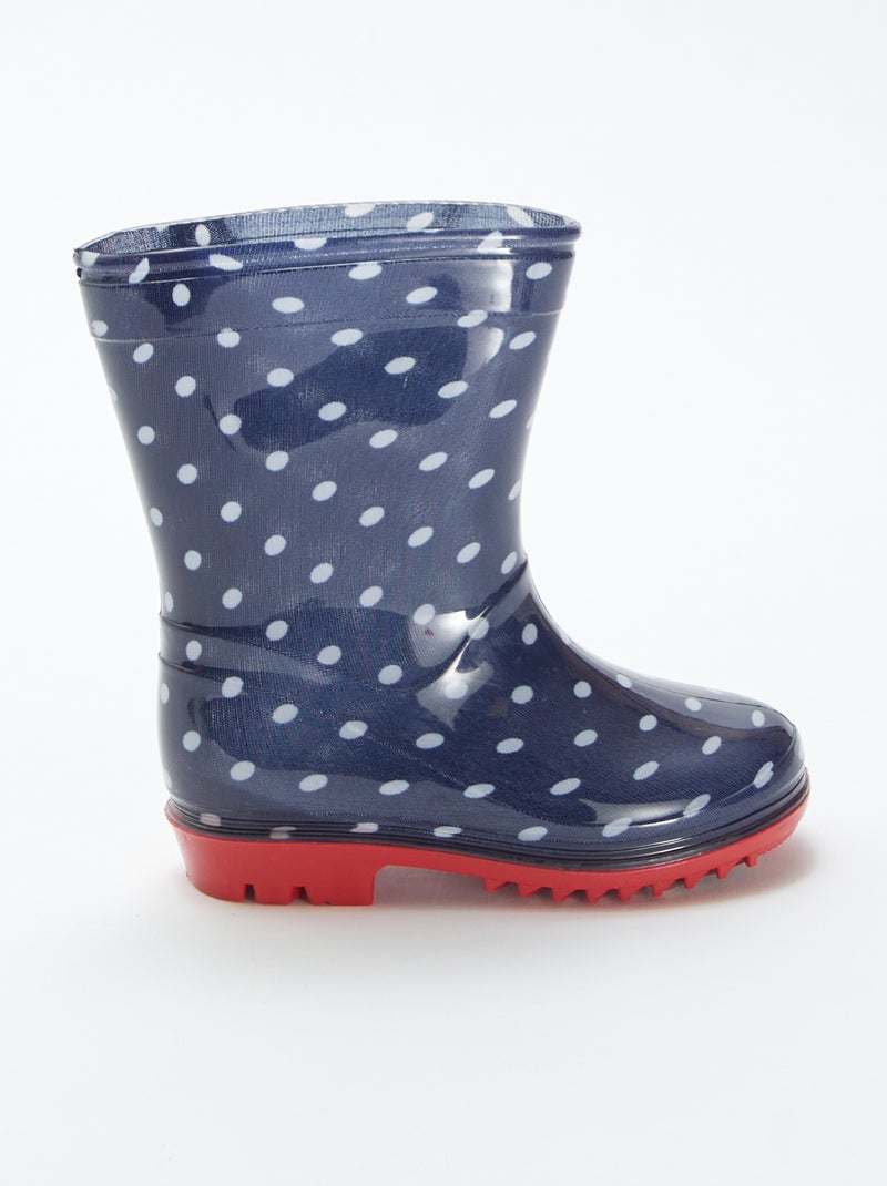 Bottes de pluie motif à pois BLEU - Kiabi