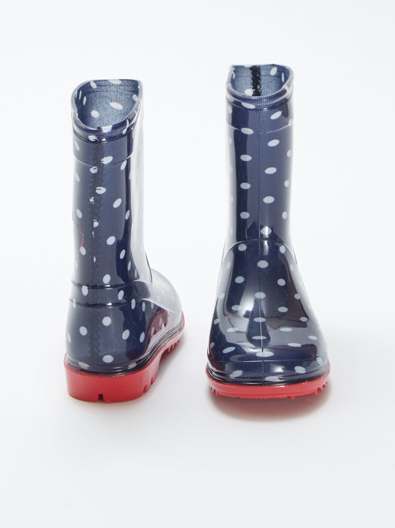 Bottes de pluie motif à pois BLEU - Kiabi