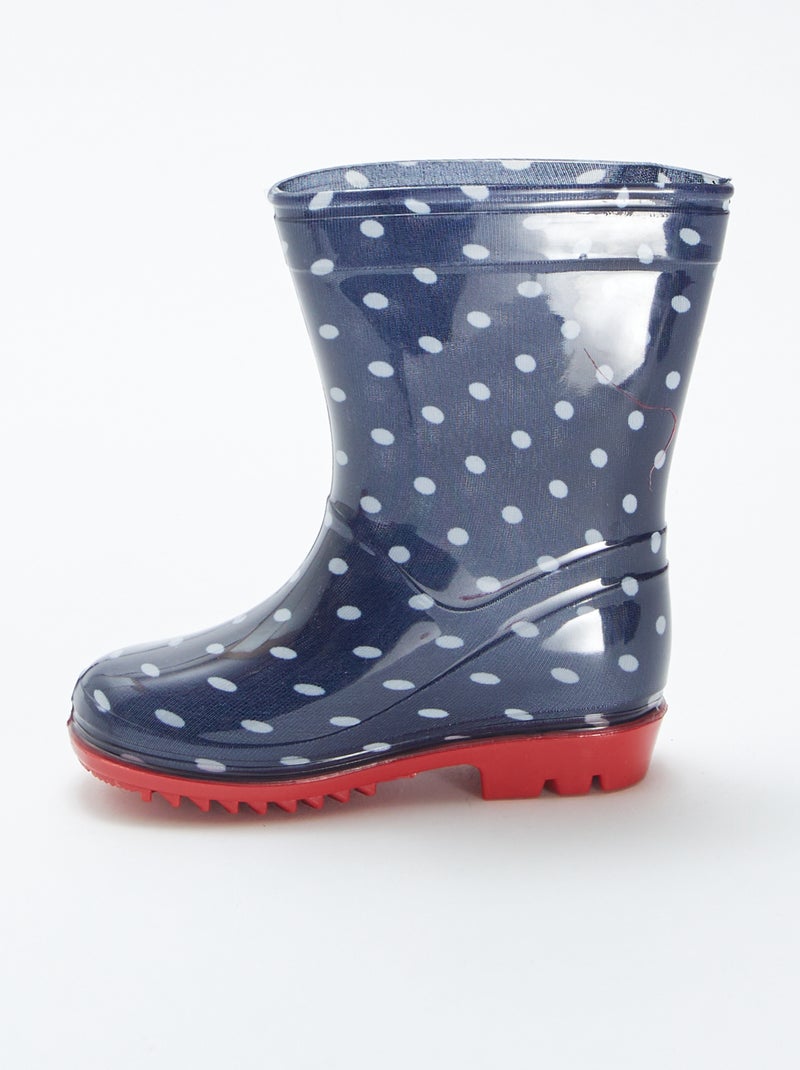 Bottes de pluie motif à pois BLEU - Kiabi