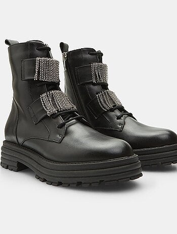 Bottes de type militaire en cuir BATA