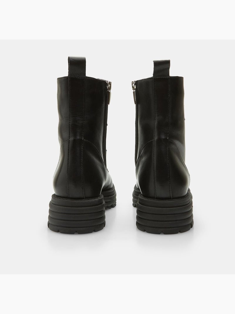 Bottes de type militaire en cuir  BATA Noir - Kiabi