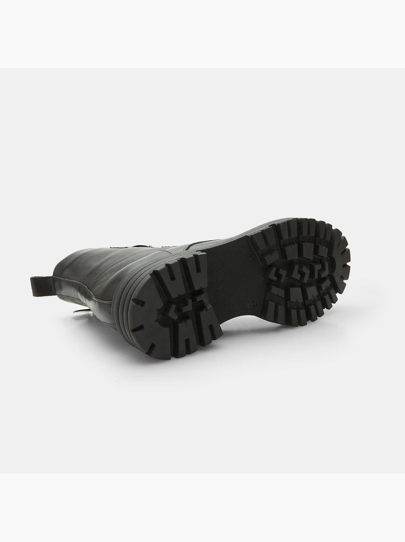 Bottes de type militaire en cuir  BATA Noir - Kiabi