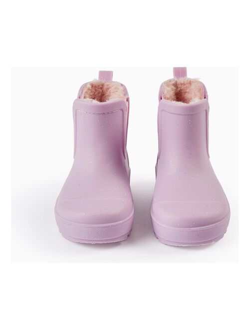bottines bebe fille zippees avec col tricote et pompons rose bottes et  chaussures montantes bebe