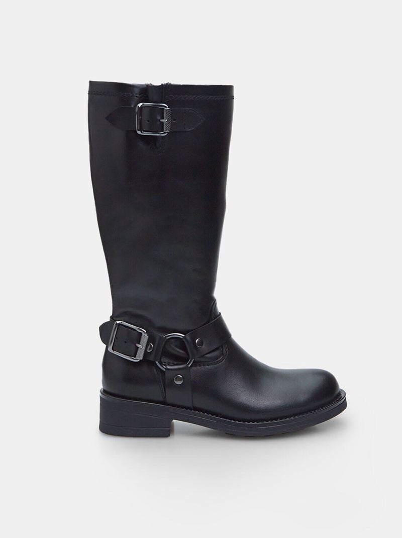 Bottes en cuir avec boucles BATA Noir - Kiabi