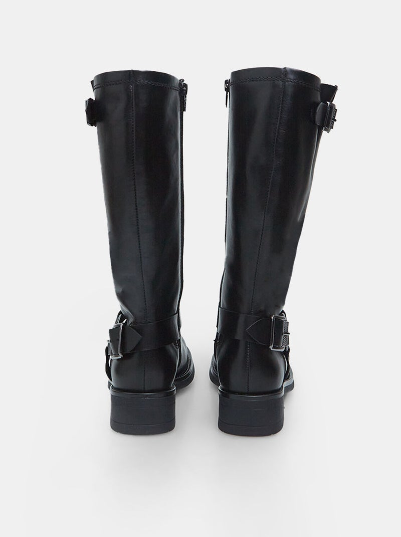 Bottes en cuir avec boucles BATA Noir - Kiabi