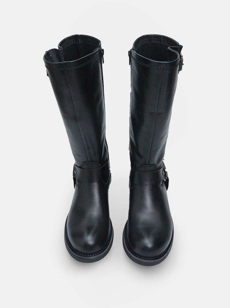 Bottes en cuir avec boucles BATA Noir - Kiabi