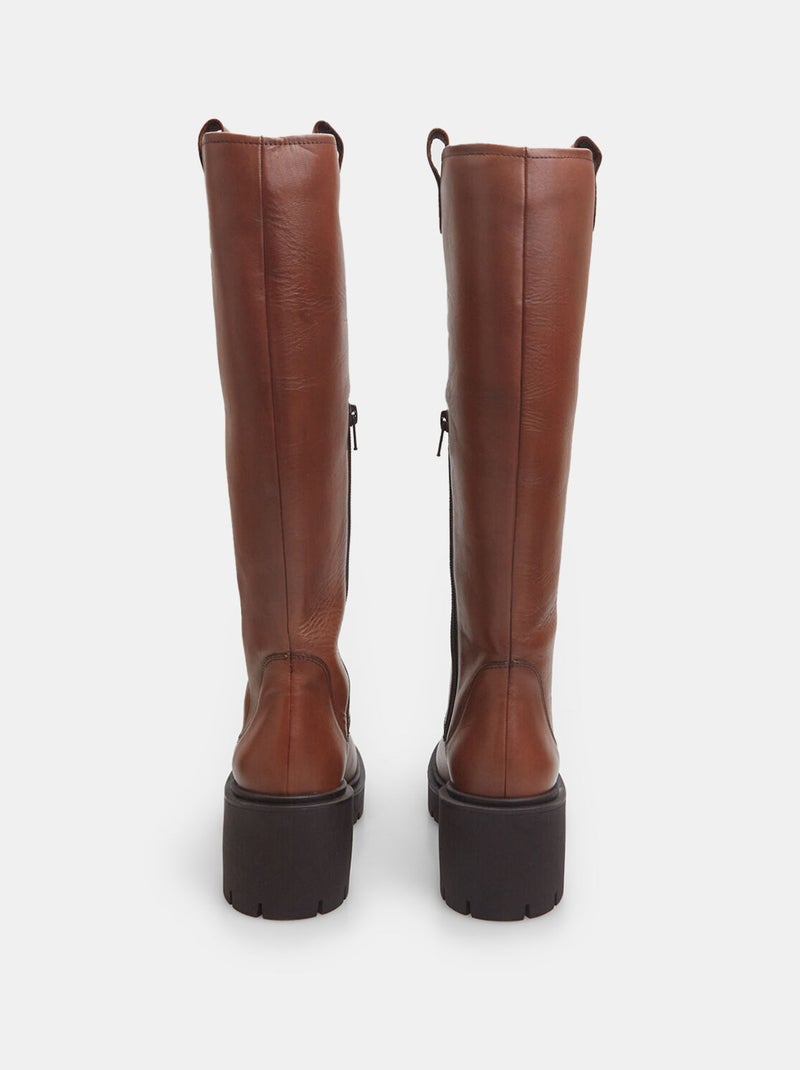 Bottes en cuir avec semelle crantée BATA Marron - Kiabi