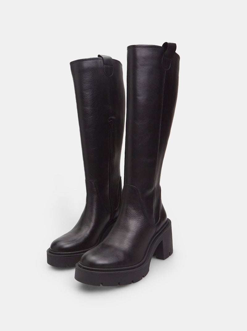 Bottes en cuir avec semelle crantée BATA Noir - Kiabi