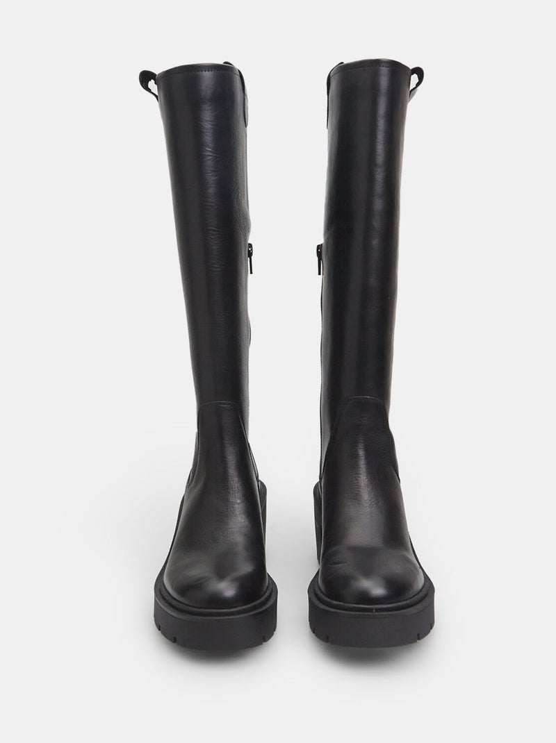 Bottes en cuir avec semelle crantée BATA Noir - Kiabi