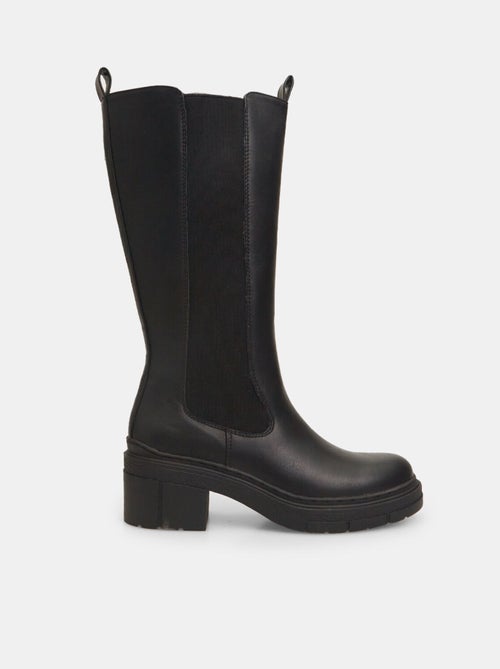 Bottes  en cuir avec talon bas BATA - Kiabi