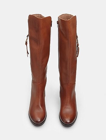 Bottes en cuir avec talon de 6 cm