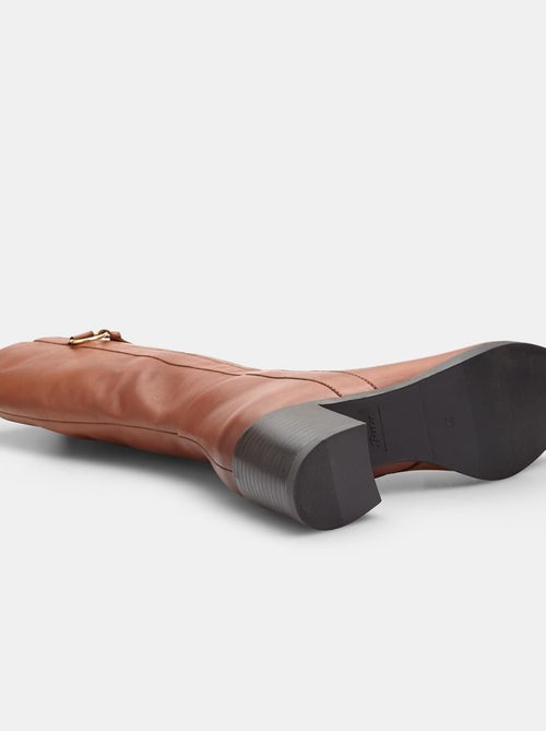 Bottes en cuir avec talon de 6 cm - Kiabi