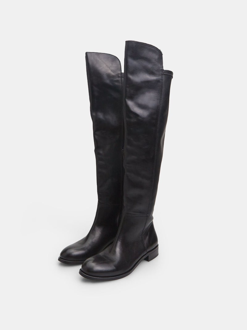 Bottes en cuir BATA Noir - Kiabi