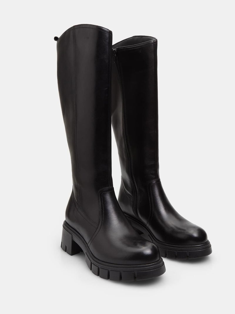 Bottes en cuir BATA Noir - Kiabi
