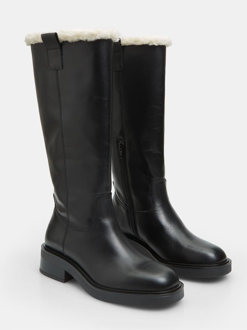 Bottes en cuir confortables BATA Noir - Kiabi