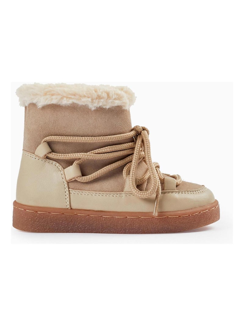 Bottes en Cuir et Peau avec Doublure en Fourrure pour Bébé  SWEET FROSTY DREAMS Beige - Kiabi